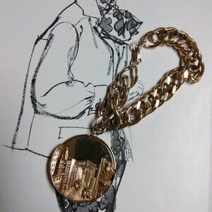 Vintage Boucher gold tone San Francisco trolley cars charm bracelet